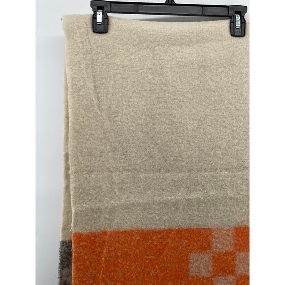 PRETTY SIMPLE Women's Beige-Orange-Black Autumn Spice Checkered Fringe Scarf - Picture 3 of 10